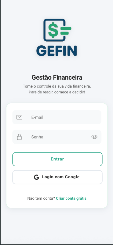 Tela de login do app